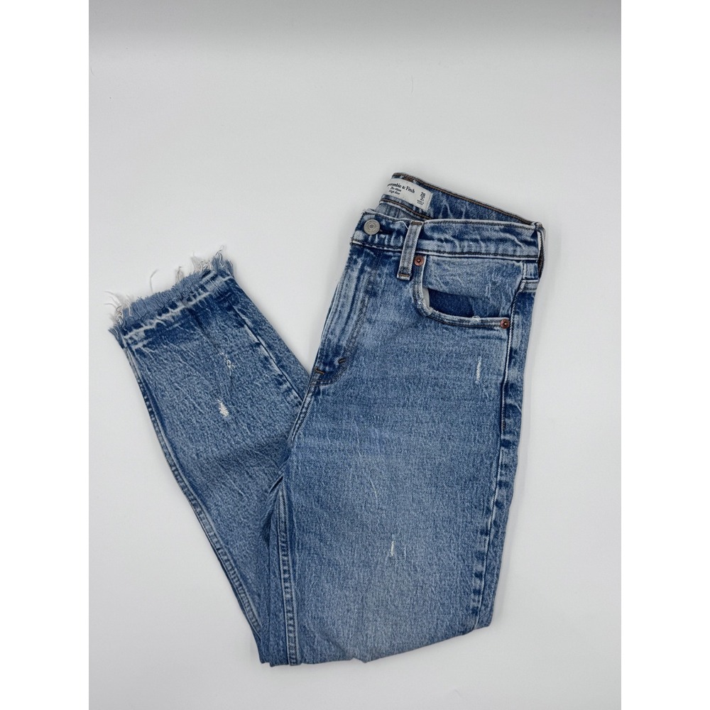 Abercrombie Mom High‎ Rise Distressed Denim Jeans